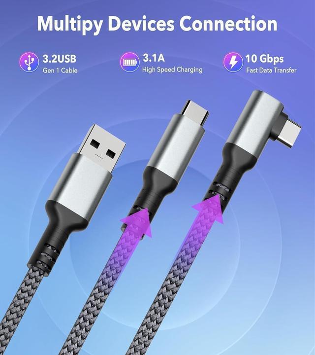 Alt view image 5 of 7 - Hitoor USB A to C VR Link Cable 16FT/5M for Me-ta Quest 3S, Quest 3, for O-culus Quest 2/Pro Accessories, 3 in-1 Link Cable Charging While Playing All Day, with USB C Sufficient Power for VR Headset