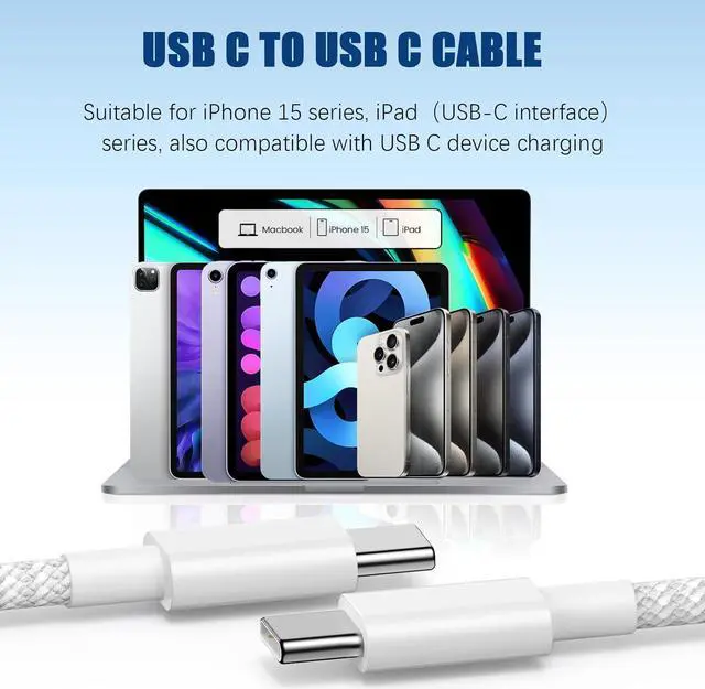 Alt view image 7 of 7 - Hitoor [2 Pack] USB C Cable for i-Phone 16 15 USB C Charger Cable 10ft/3M, Long Fast Charge Type C to C Charging Cord for i-Phone 16 Pro Max/16 Pro/15 Plus/15 Pro,i-Pad Pro 12.9/11 inch/Mini/Air 5/4th