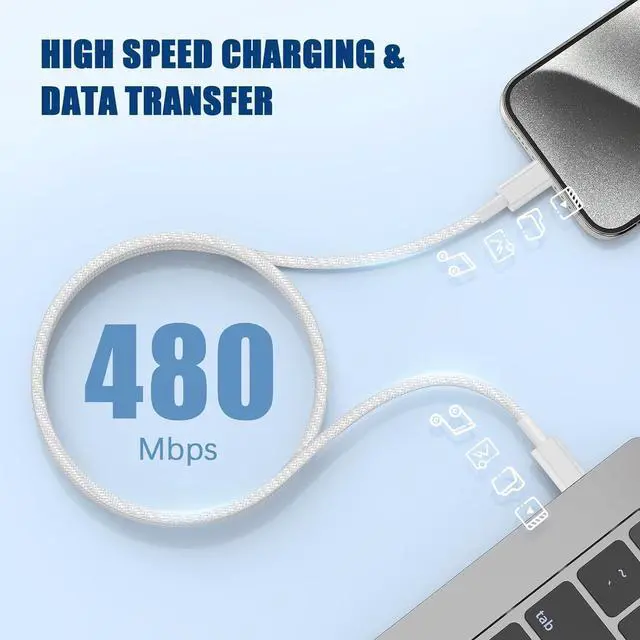 Alt view image 4 of 7 - Hitoor [2 Pack] USB C Cable for i-Phone 16 15 USB C Charger Cable 10ft/3M, Long Fast Charge Type C to C Charging Cord for i-Phone 16 Pro Max/16 Pro/15 Plus/15 Pro,i-Pad Pro 12.9/11 inch/Mini/Air 5/4th