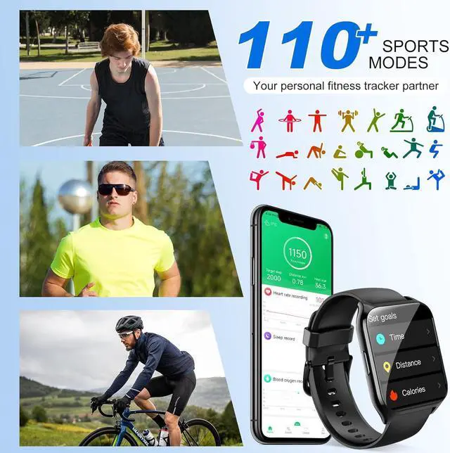 Alt view image 4 of 7 - Hitoor Smart Watch, 1.85"HD Smartwatches (Answer/Make Calls), 100+ Sport Modes with Fitness Tracker Watch, Heart Rate/Sleep Monitor, IP68 Waterproof Activity Tracker, Smartwatch for Android IOS Phones