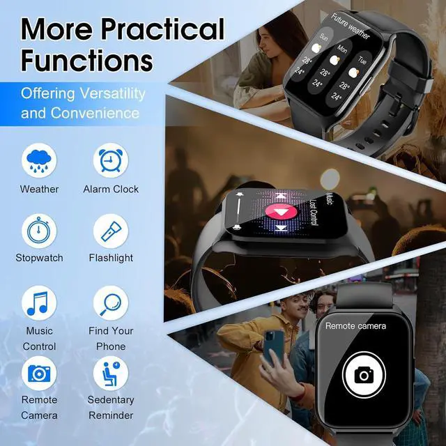 Alt view image 7 of 7 - Hitoor Smart Watch, 1.85"HD Smartwatches (Answer/Make Calls), 100+ Sport Modes with Fitness Tracker Watch, Heart Rate/Sleep Monitor, IP68 Waterproof Activity Tracker, Smartwatch for Android IOS Phones