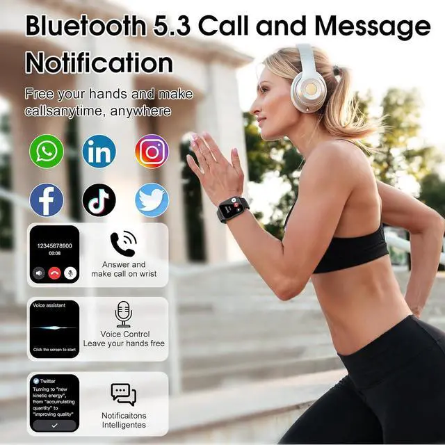 Alt view image 2 of 7 - Hitoor Smart Watch, 1.85"HD Smartwatches (Answer/Make Calls), 100+ Sport Modes with Fitness Tracker Watch, Heart Rate/Sleep Monitor, IP68 Waterproof Activity Tracker, Smartwatch for Android IOS Phones