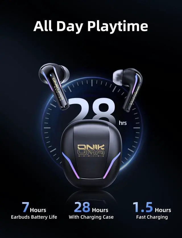 Alt view image 7 of 7 - Hitoor 2.4G Wireless Gaming Earbuds with ENC Mic, 20ms Low-Latency for PS5/4, for Me-ta Quest 3/3S/2, 2.4GHz Bluetooth Dual-Mode Bluetooth Headphones for Phone, Pad, Laptop, Steam Deck, Switch, PC, VR