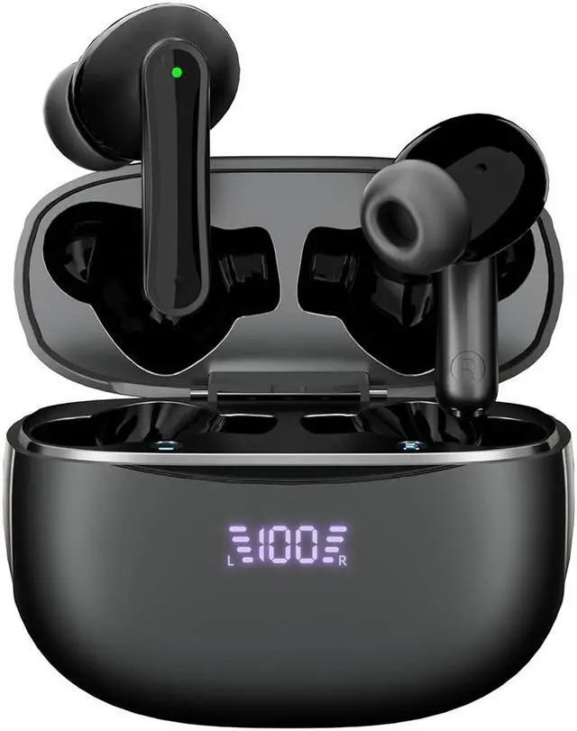 Main image of Hitoor True Wireless Earbuds, ENC Noise Cancellation, LED Display, 13mm Dynamic Driver, 400mAh Charging Case, Bluetooth 5.3, Long Battery Life, Type-C Fast Charging, Bluetooth Headphones for Sports