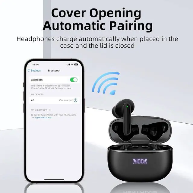 Alt view image 7 of 7 - Hitoor True Wireless Earbuds, ENC Noise Cancellation, LED Display, 13mm Dynamic Driver, 400mAh Charging Case, Bluetooth 5.3, Long Battery Life, Type-C Fast Charging, Bluetooth Headphones for Sports