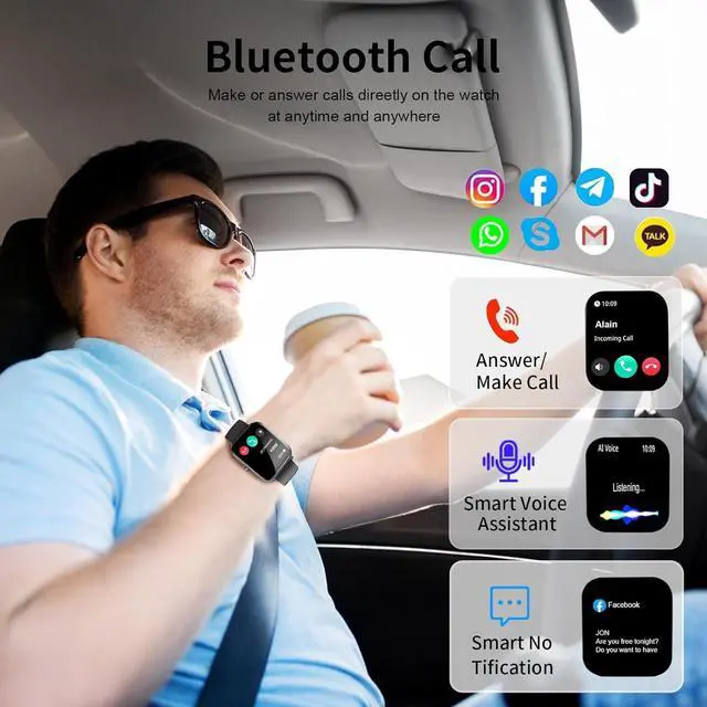Alt view image 2 of 7 - Hitoor Smart Watch, 1.85"HD Smartwatches for Men, (Answer/Make Calls), Fitness Tracker with 120+ Sport Modes, IP68 Waterproof Fitness Watch, Heart Rate, Sleep, SpO2 Monitor, Smartwatch for Android IOS