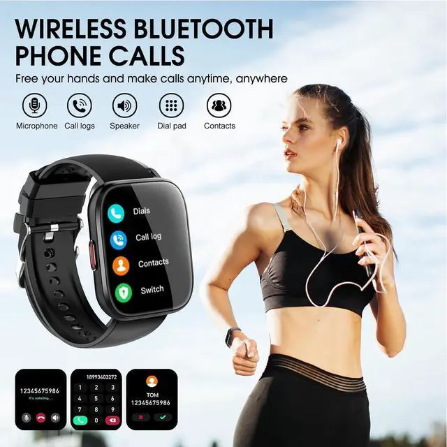 Alt view image 2 of 6 - Hitoor Smart Watch (Answer/Make Calls), Smart Watches for Men Women with 1.85" Touch Screen, Step Counter,IP68 Waterproof,112 Sport Modes, Heart Rate/Sleep Monitor Fitness Watch for iOS Android Phones