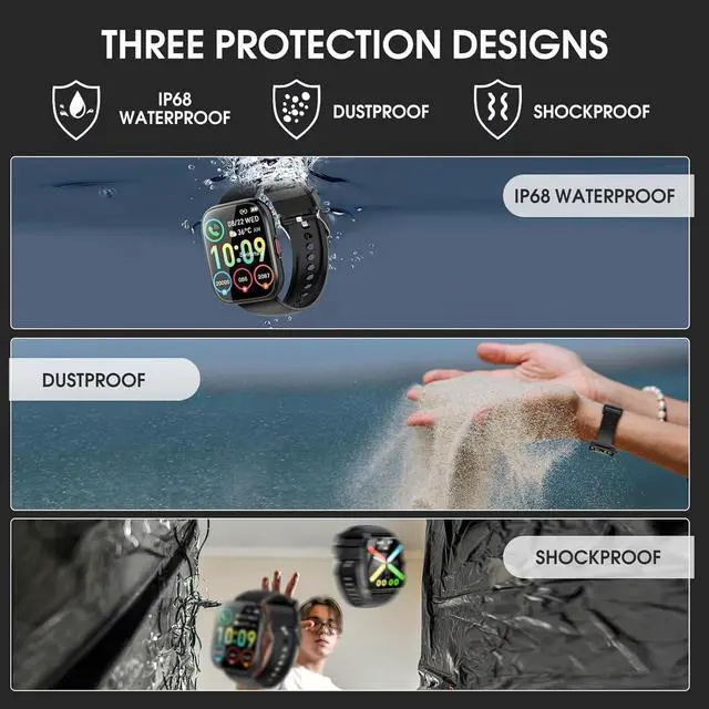 Alt view image 5 of 6 - Hitoor Smart Watch (Answer/Make Calls), Smart Watches for Men Women with 1.85" Touch Screen, Step Counter,IP68 Waterproof,112 Sport Modes, Heart Rate/Sleep Monitor Fitness Watch for iOS Android Phones
