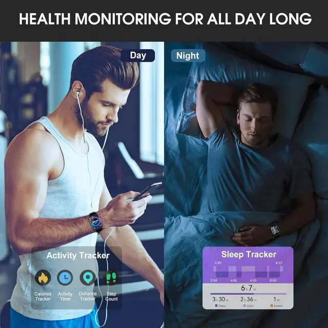 Alt view image 3 of 6 - Hitoor Smart Watch (Answer/Make Calls), Smart Watches for Men Women with 1.85" Touch Screen, Step Counter,IP68 Waterproof,112 Sport Modes, Heart Rate/Sleep Monitor Fitness Watch for iOS Android Phones