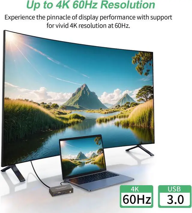 Alt view image 3 of 7 - Hitoor HDMI KVM Switch 2 Computers 2 Monitors, Dual Monitor HDMI KVM Switch 2 in 2 Out, 4K 60Hz, Dual HDMI Outputs with 4 USB 3.0 Ports to Share Keyboard Mouse Printer etc, Supports Extended/Copy Mode