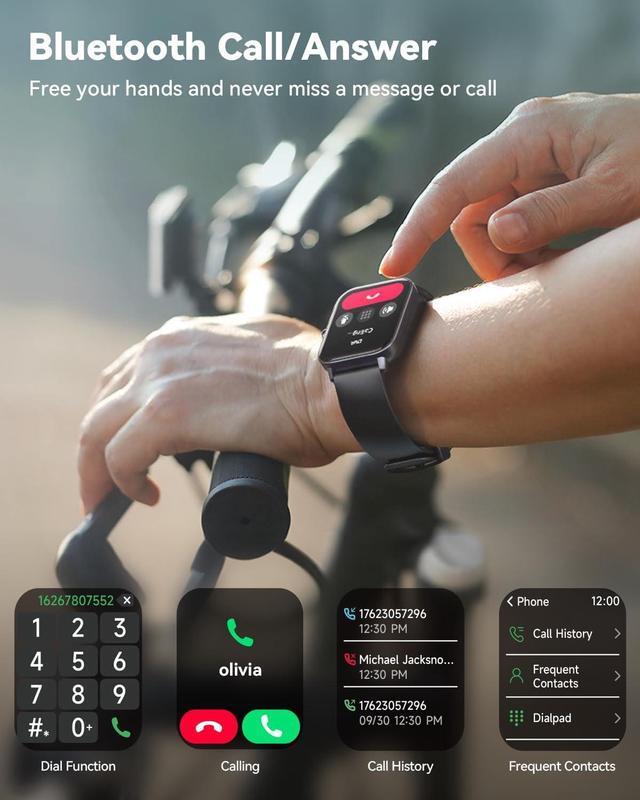 Alt view image 2 of 7 - Hitoor Smartwatch for Men Women, Alexa Built-in, 1.8" Fitness Tracker, IP68 Waterproof Smartwatch for IOS Android Phones with Bluetooth Call (Answer/Make), Heart Rate/SpO2/Sleep Monitor/Pedometer