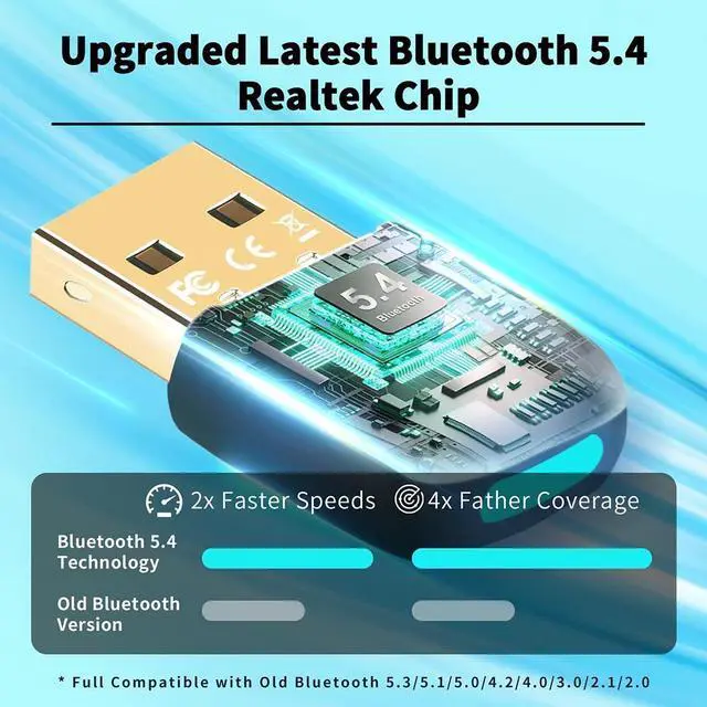 Alt view image 2 of 7 - Hitoor Latest Bluetooth 5.4 USB Adapter for PC Laptop, 20M Range Wireless Transmitter Dongle Bluetooth Adapter for Computer Desktop Windows 11/10/8.1, Pair w/Headset Headphones Speaker Keyboard Mouse