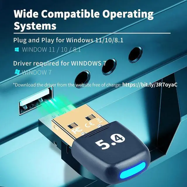 Alt view image 3 of 7 - Hitoor Latest Bluetooth 5.4 USB Adapter for PC Laptop, 20M Range Wireless Transmitter Dongle Bluetooth Adapter for Computer Desktop Windows 11/10/8.1, Pair w/Headset Headphones Speaker Keyboard Mouse
