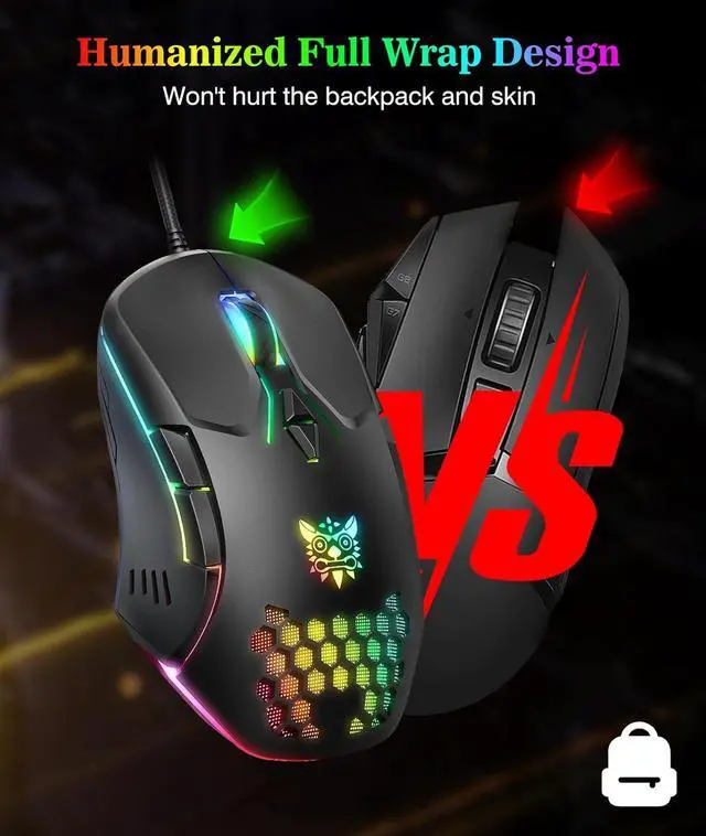 Alt view image 4 of 7 - Hitoor USB Wired PC Gaming Mouse, with High Precision Sensor, RGB Backlit, Adjustable DPI, 7 Buttons Programmable, Ergonomic Gaming Mice for Office & Gaming on Windows/Mac/Linux/Chrome-Black