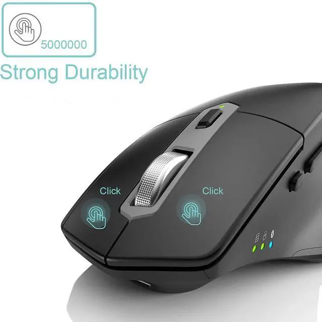 Alt view image 4 of 7 - Hitoor Multi-Device Wireless Bluetooth Mouse with Nano USB-A, USB-C Receiver Ergonomic Right Hand Silent Clicking Rechargeable Mouse for Computer Desktop PC Laptop Mac iPad and Windows 11/10 iPad OS