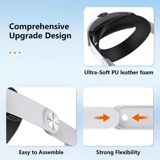 Alt view image 7 of 7 - Hitoor RGB VR Headset for O-cu-lus/Me-ta Quest 3/3S Head Strap with 10000mAh Battery, Rechargeable Elite Strap Extend 4-6H Playtime and Adjustable for VR Headset Compatible with Quest 3/3S Accessories