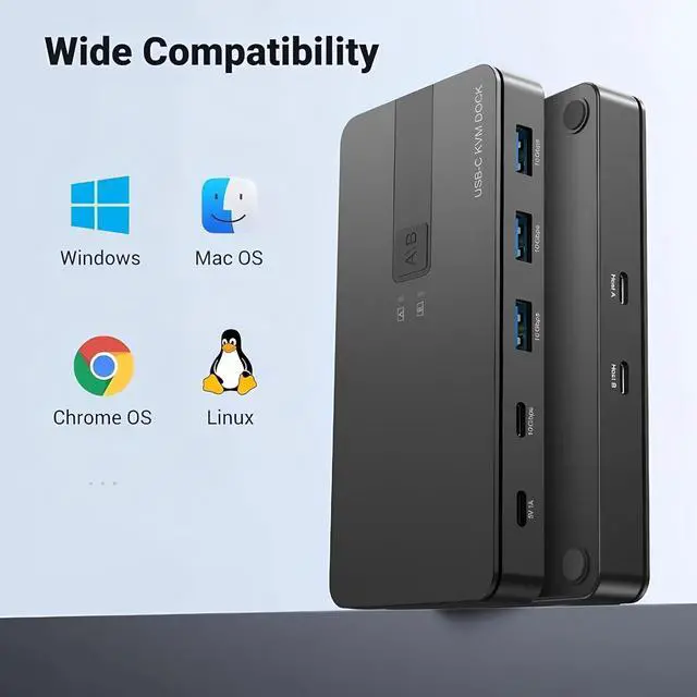 Alt view image 3 of 7 - Hitoor USB C Switch 2 Computers Share 4 USB A & USB C Devices, 10 Gbps USB 3.2 Switch Hub Selector for PC Laptop Keyboard Mouse Printer Scanner One Key Switch Compatible with Windows, Mac, Linux