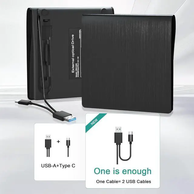 Alt view image 4 of 7 - Hitoor External CD/DVD Drive for Laptop PC, Portable CD DVD Player USB 3.0 Type C Portable Optical Drive, External CD DVD Burner Compatible with Windows 10 11 Linux Mac OS
