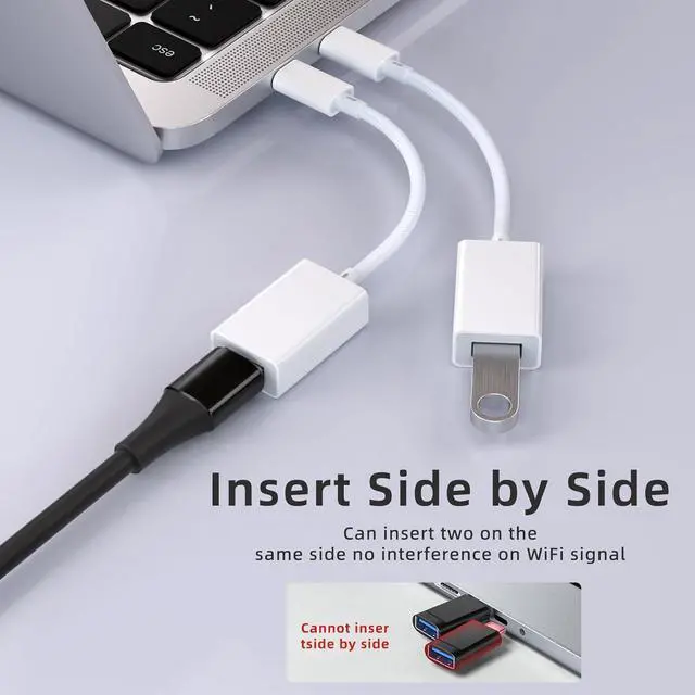 Alt view image 4 of 7 - Hitoor USB C to USB 3.0 Adapter [2 Pack], USB C Male to USB Female OTG Cable Thunderbolt3 to USB Adapter Compatible with Mac-Book Pro/Air, i-Phone 16 Pro Max/16 Plus/16/15, Galaxy S24/S23/S22/S21