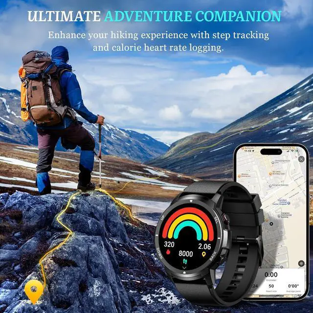Alt view image 6 of 7 - Hitoor Smart Watch for Men- Bluetooth Call, Military Smartwatch Waterproof Fitness Sleep Tracker Watch with/Heart Rate/Blood Pressure Monitor/110 Sports Modes, Smart Watch for IOS Android Phones