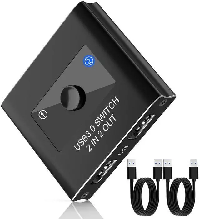 Main image of Hitoor USB 3.0 Switch, USB 3.0 Switcher 2 in 2 Out, USB 3.0 Switch Selector, USB Switcher for 2 Computers Sharing 2 Devices for Printer, Keyboard, Scanner, Mouse, Compatible with Mac/Linux/Windows