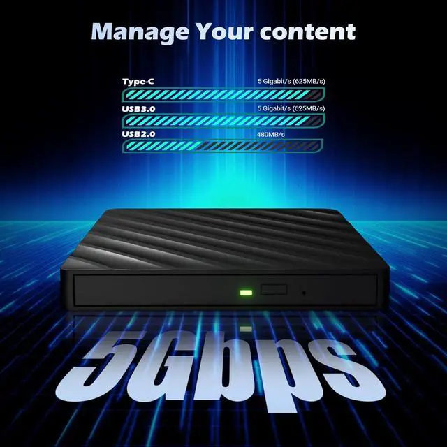 Alt view image 3 of 7 - Hitoor 5 in 1 External Bluray Drive, USB 3.0 Type-C Slim Optical External Blu-ray DVD Burner with SD/TF Card Reader 2 USB 3.0 Hubs Compatible with Windows XP/7/8/10 MacOS MacBook Laptop and Desktop PC