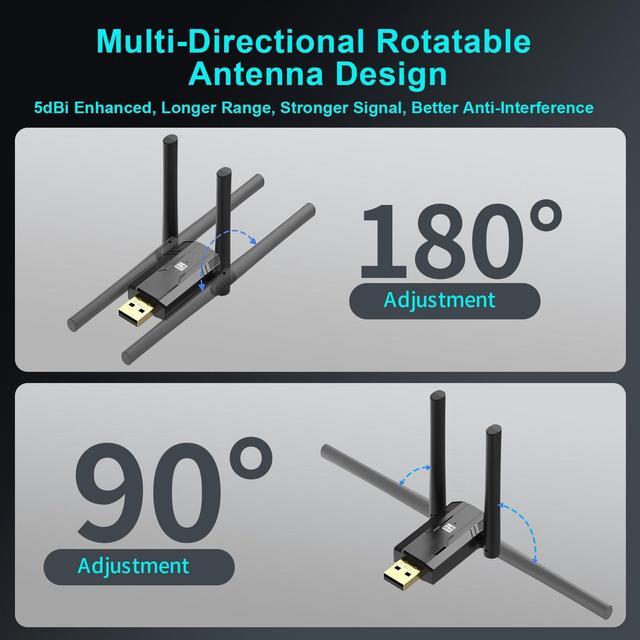 Alt view image 6 of 7 - Hitoor USB Bluetooth 5.4 Adapter for PC Laptop, Long Range 492FT/150M Wireless Dongle Adaptor for Windows 11 10 8.1 7 Desktop, Plug and Play Bluetooth Mouse Keyboard Headphones Speaker Game Controller