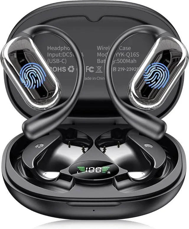 Main image of Hitoor Open Ear Headphones - 5.4 Bluetooth Wireless Earphones for Running, Ultra Comfort Sport Open Ear Buds, Stereo Sound Earbuds Wireless, IP7, 50H Playtime, with Charging Case