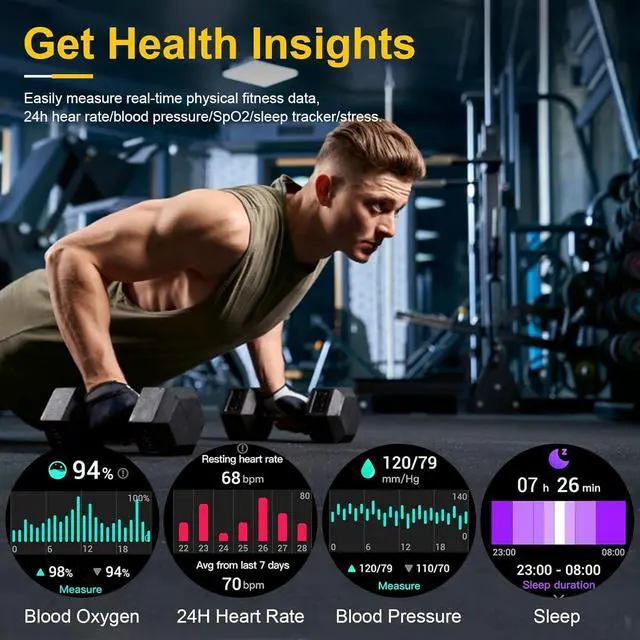 Alt view image 4 of 6 - Hitoor Smart Watches for Men-Bluetooth Call, 1.52" Military Smart Watch for Android iPhone, Waterproof Fitness Tracker Watch with Sleep Tracker, 118 Sports Modes, GPS Pedometer/Step Counter Smartwatch