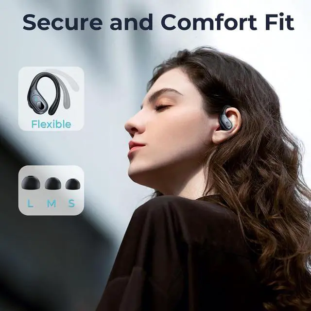 Alt view image 4 of 6 - Hitoor Wireless Earbuds, Bluetooth Headphones 90Hrs Playtime with IPX7 Sweatproof Sport Over Ear Buds with Noise Canceling Mic, Deep Bass in Ear Earphones for Workout Exercise Gym TV Phones Laptops