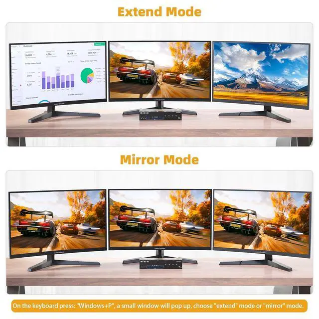 Alt view image 4 of 7 - Hitoor 8K@60Hz KVM Switch 3 Monitors 4 Computers, HDMI + 2 Displayport KVM Switch Triple Monitor for 4 Computers Sharing 3 Monitors & 4 USB Devices, with Wired Remote, Power Supply & 4 USB 3.0 Cables