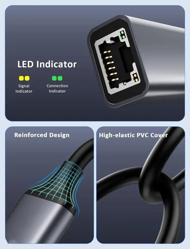 Alt view image 6 of 7 - Hitoor USB C to Ethernet Adapter, 1Gbps RJ45 to USB C Ethernet Network Adapter, Portable Type C to Ethernet Dongle Compatible for Thunderbolt 4/3, MacBook Pro/Air, iPhone 16/15 Pro/Max, iPad, XPS