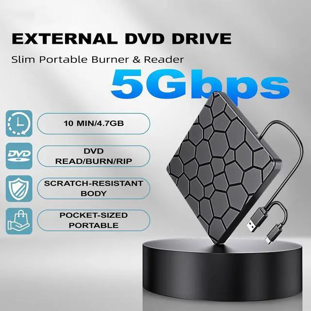 Alt view image 4 of 7 - Hitoor External CD/DVD Drive for Laptop & PC, USB 3.0 & USB C DVD Burner Ultra-Slim CD Player Portable for Laptop Disc Reader Compatible with Desktop PC Windows 11/10/8 Linux Mac OS MacBook Pro/Air