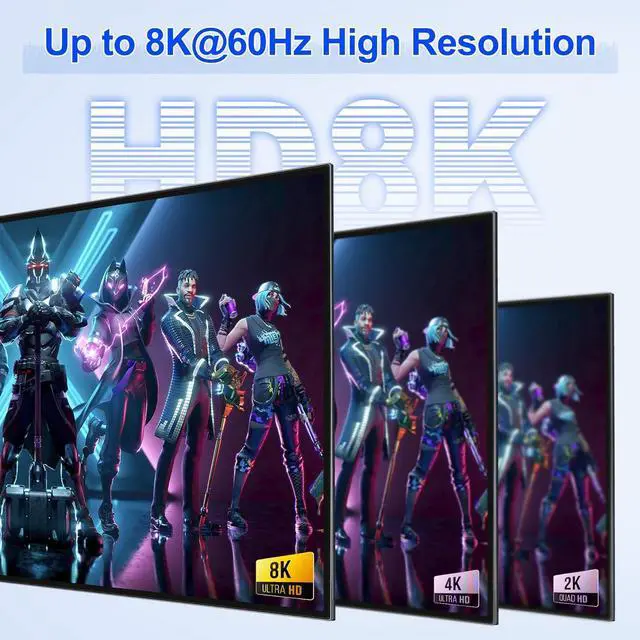 Alt view image 3 of 7 - Hitoor 8K@60Hz HDMI KVM Switch 4 in 1 Out, HDMI KVM Switcher for 4 Computers Share 1 Monitor, with 4 USB 3.0 Ports, Aluminum Housing, Support Keyboard, Mouse, Printer, with 4 USB Cables & Controller