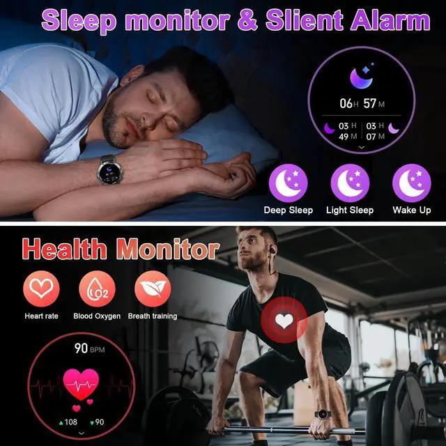 Alt view image 3 of 7 - Hitoor Smart Watch for Men Fitness Tracker, Bluetooth Waterproof Make Answer Call Digital Mens Watches Running Smartwatch for IOS Android Phones Compatible Step Pedometer Sleep Heart Rate Monitors
