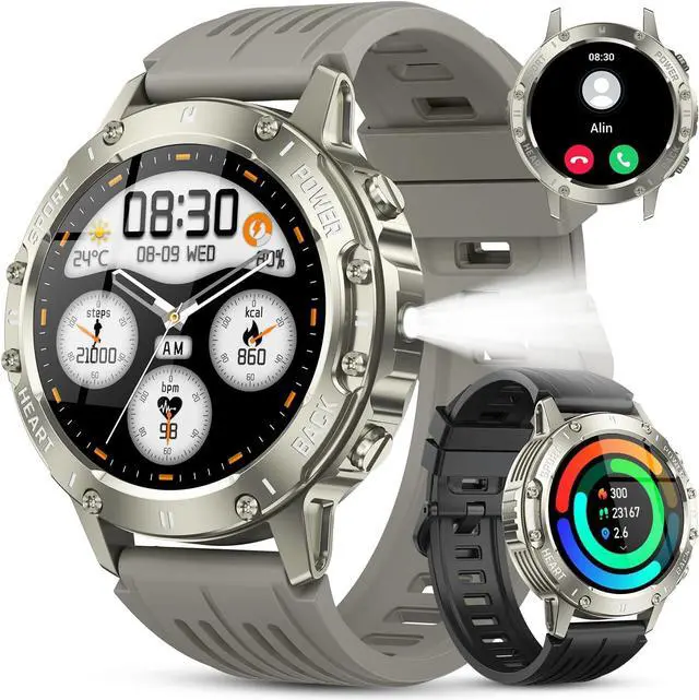 Hitoor Smart Watch for Men Fitness Tracker, Bluetooth Waterproof Make Answer Call Digital Mens Watches Running Smartwatch for IOS Android Phones Compatible Step Pedometer Sleep Heart Rate Monitors