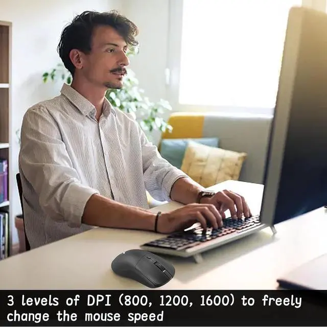 Alt view image 6 of 7 - Hitoor Wireless PC Mouse, 2.4G RF Wireless Mouse, 3 Adjustable DPI 800-1200-1600 dpi, Silent Click, Wireless Mouse, Computer Mice for Laptop Notebook, PC, Computer (Black)