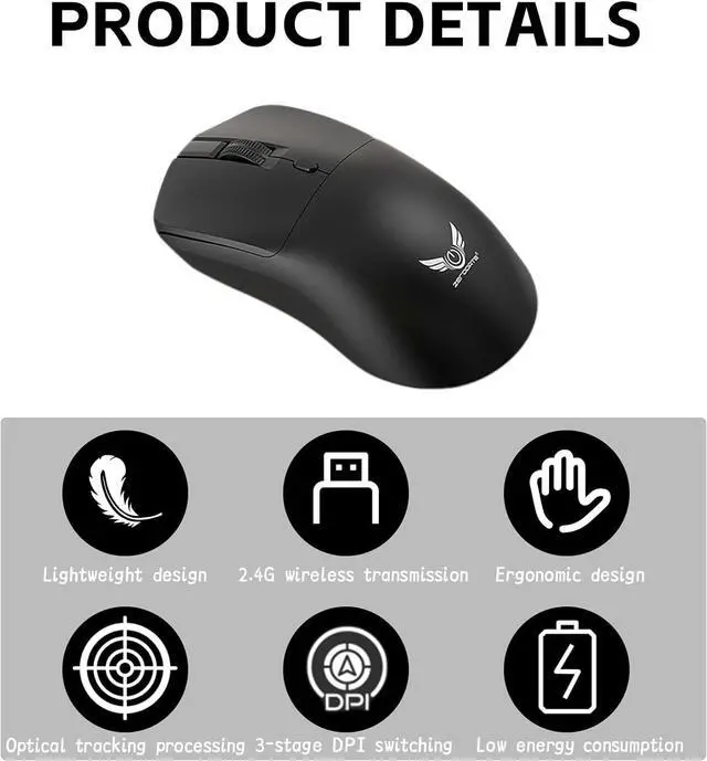 Alt view image 3 of 7 - Hitoor Wireless PC Mouse, 2.4G RF Wireless Mouse, 3 Adjustable DPI 800-1200-1600 dpi, Silent Click, Wireless Mouse, Computer Mice for Laptop Notebook, PC, Computer (Black)