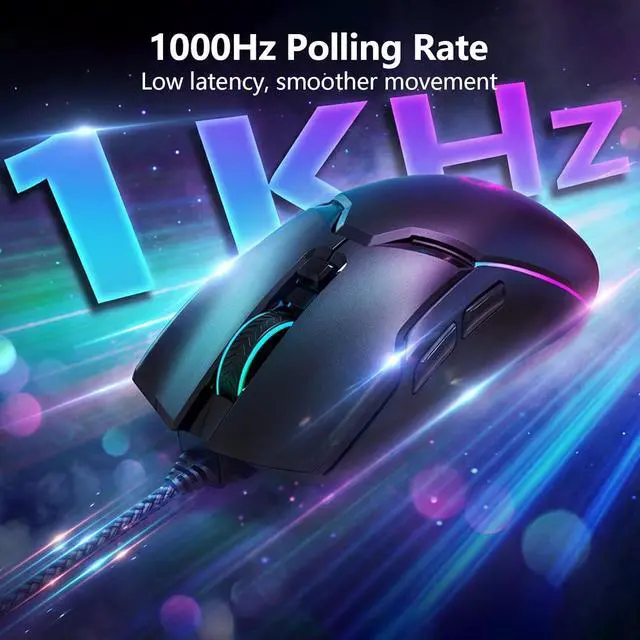 Alt view image 4 of 7 - Hitoor Wired Gaming Mouse, Ergonomic Gaming Mouse, 8000 DPI Optical Gaming Mice with 12 RGB Backlit Modes, 6 Programmable Buttons, DIY Software for PC Gamer & Office