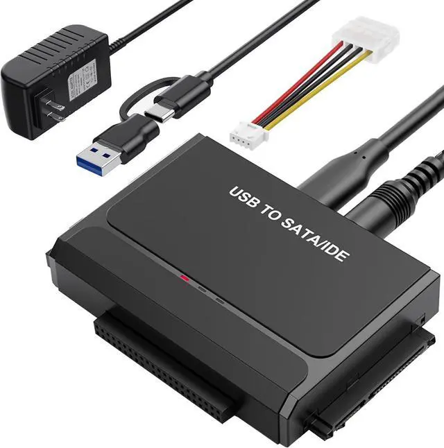 Main image of Hitoor Hard Drive Reader, USB 3.0 & Type C to IDE SATA Adapter, External Data Transfer Recovery Converter Kit for 2.5"/3.5" SATA/IDE HDD SSD Hard Disk, Included 12V/2A Power up to 6TB