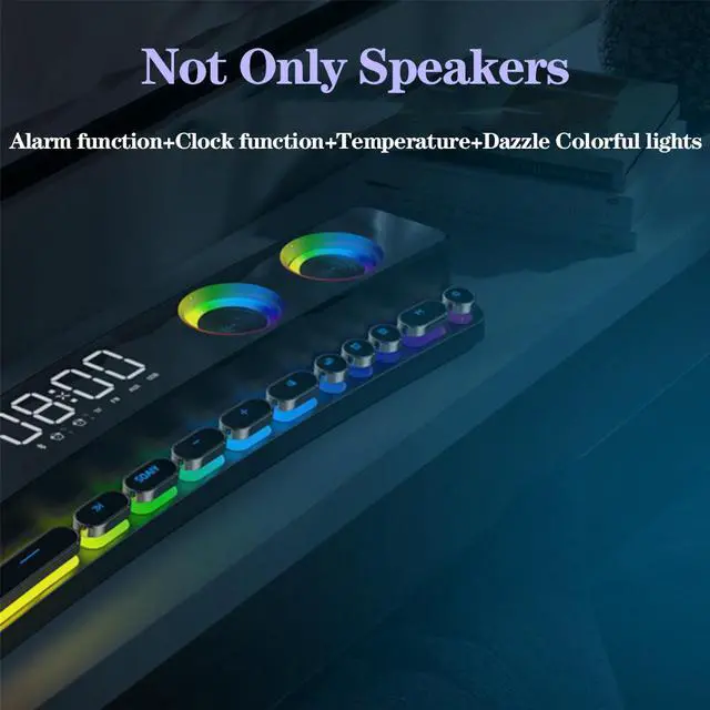Alt view image 7 of 7 - SOAIY SH39 Gaming Speaker bluetooth Soundbar Computer Audio Desktop Home Clock Game Subwoofer 3D Surround Bass 3600mAh AUX FM Loudspeaker-Clock Version - OEM