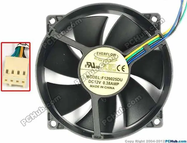 Main image of Everflow F129025DU Server Cooling Fan DC 12V 0.38A 92x92x25mm 4-wire