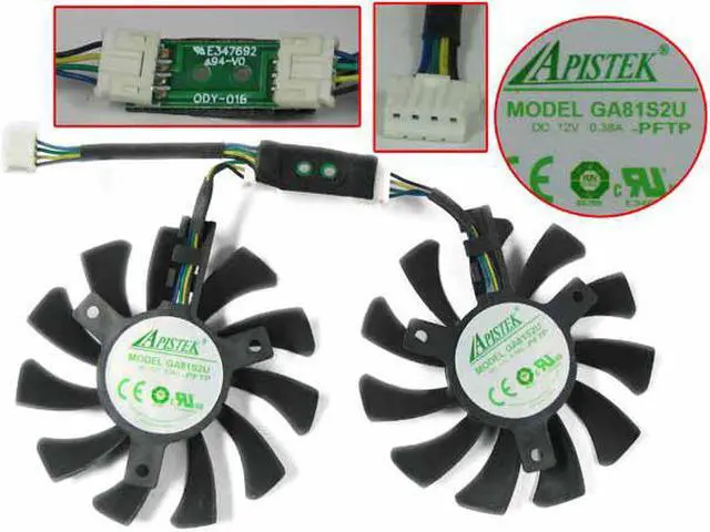 Main image of APISTEK GA81S2U Server Frameless Fan DC 12V 0.38A Dia. 75mm C.T.C 84x15mm 4-wire