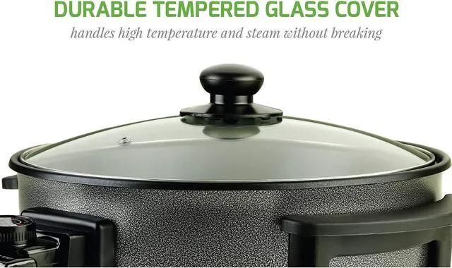 Alt view image 4 of 8 - Ovente 12 Inch Electric Kitchen Skillet with Nonstick Aluminum Coated Grill Pan & Glass Lid Cover, Indoor Countertop Cooking Pan with Temperature Control & Handle Compact Easy Clean, Black SK11112B