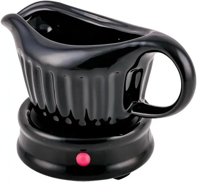 Alt view image 3 of 7 - Ovente Electric Gravy Boat Warmer with 13.5 Oz Serving Ceramic Pot & Lid Cover, Sauce Boat Warmer with Easy-Pour Spout & Indicator Light Perfect for Warming up Sauce, Butter and Cream, Black FW024589
