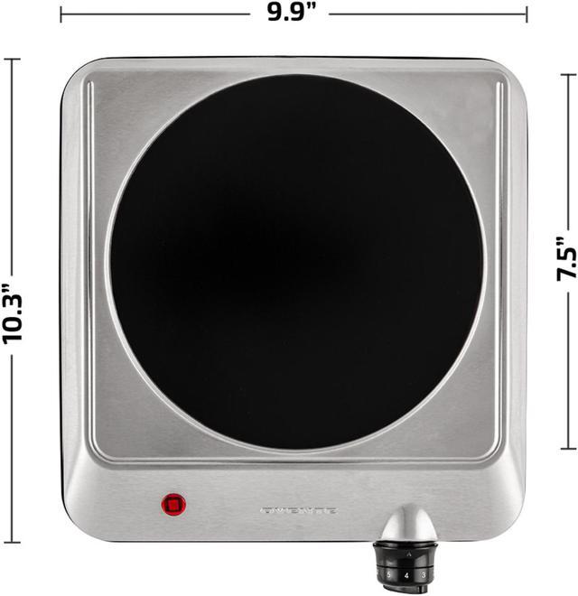 Alt view image 7 of 7 - Ovente 1000W Single Hot Plate Electric Countertop Infrared Stove 7.5 Inch with 6 Level Temperature Control & Stainless Steel Base, Easy Clean Portable Cooktop Burner for Cook & Camp, Silver BGI201S
