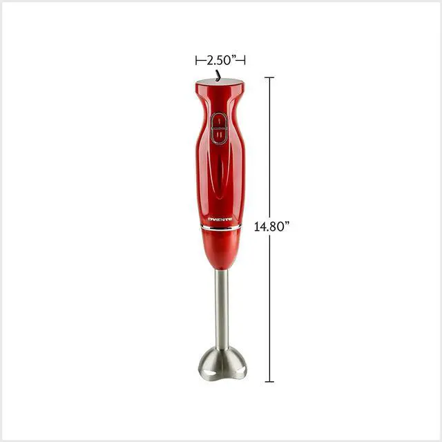 Alt view image 7 of 7 - Ovente Electric Immersion Hand Blender 300 Watt 2 Mixing Speed with Stainless Steel Blades, Powerful Portable Easy Control Grip Stick Mixer Perfect for Smoothies, Puree Baby Food & Soup, Red HS560R