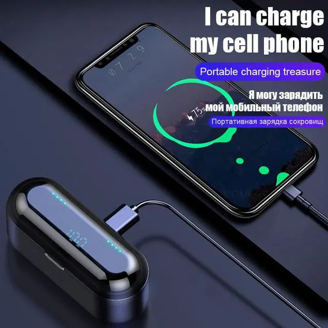 Alt view image 3 of 6 - SIROKA-IPX6 waterproof portable mini earbuds stereo surround Hi-Fi wireless earbuds LED digital power display bluetooth headset in-ear wireless earphone