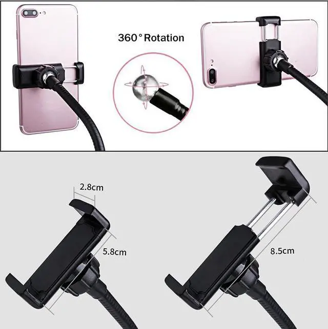 Alt view image 4 of 7 - 3 in 1 Mobile phone live support fill light desktop multifunctional dual mobile phone support  mobile device microphone holder clip