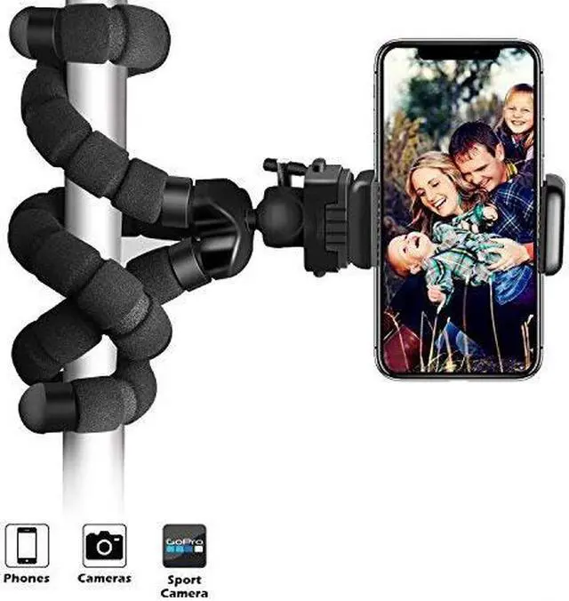 Alt view image 2 of 6 - Flexible Tripod for iPhone, Android, GoPro, Compatible with All Cell Phones and Action Cameras with Universal Clip